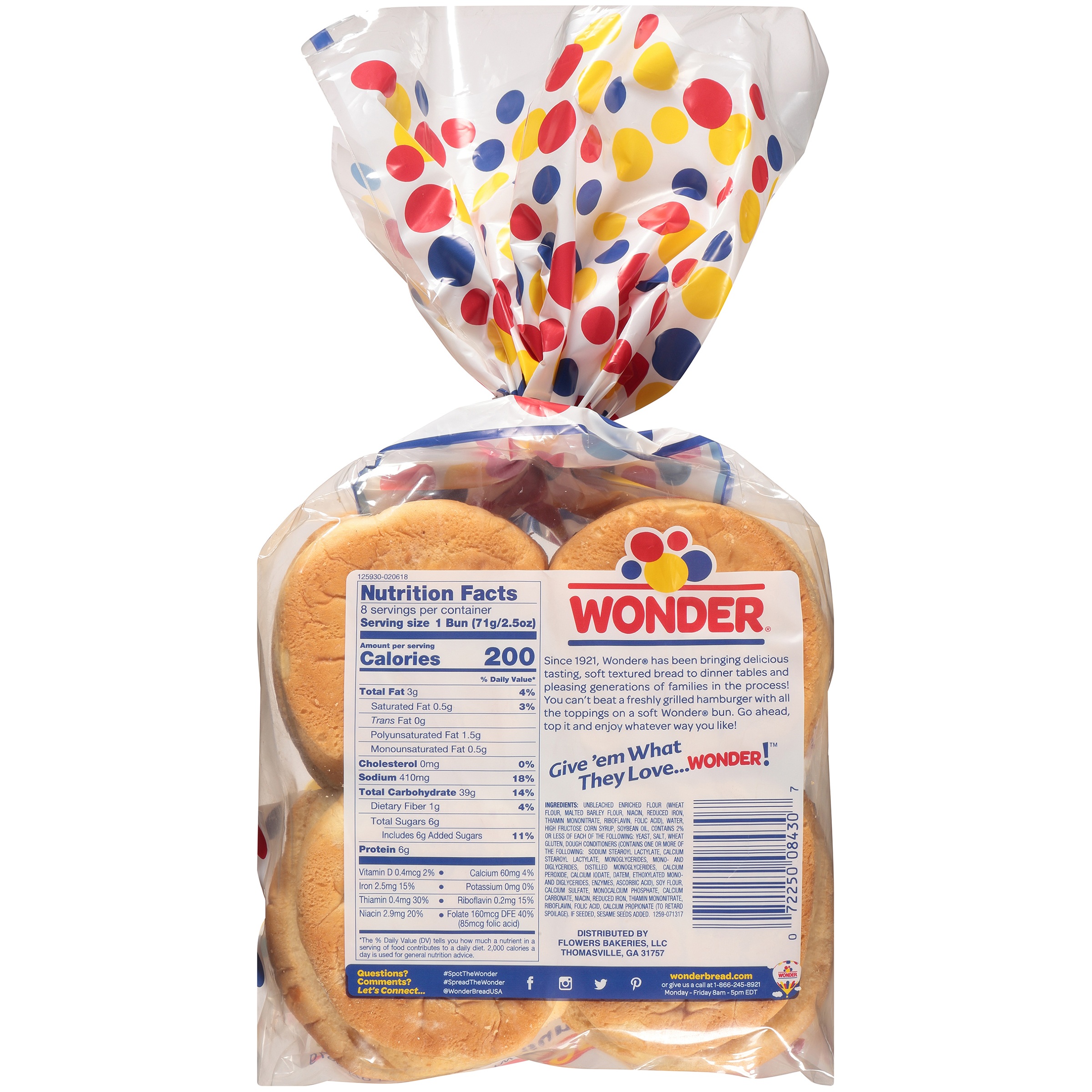 Wonder Bread Jumbo Hamburger Buns, White Bread Rolls, 8 Count, Shelf-Stable thumbnail 4