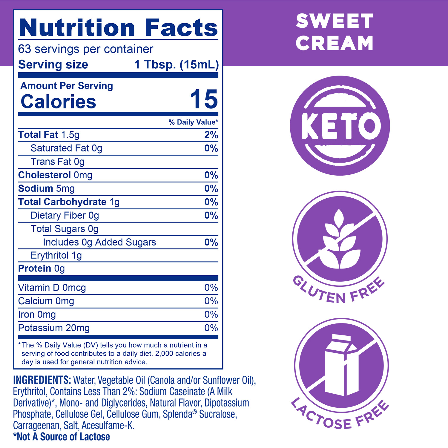 Splenda Sweet Cream Liquid Coffee Creamer, 32 fl oz Bottle thumbnail 3