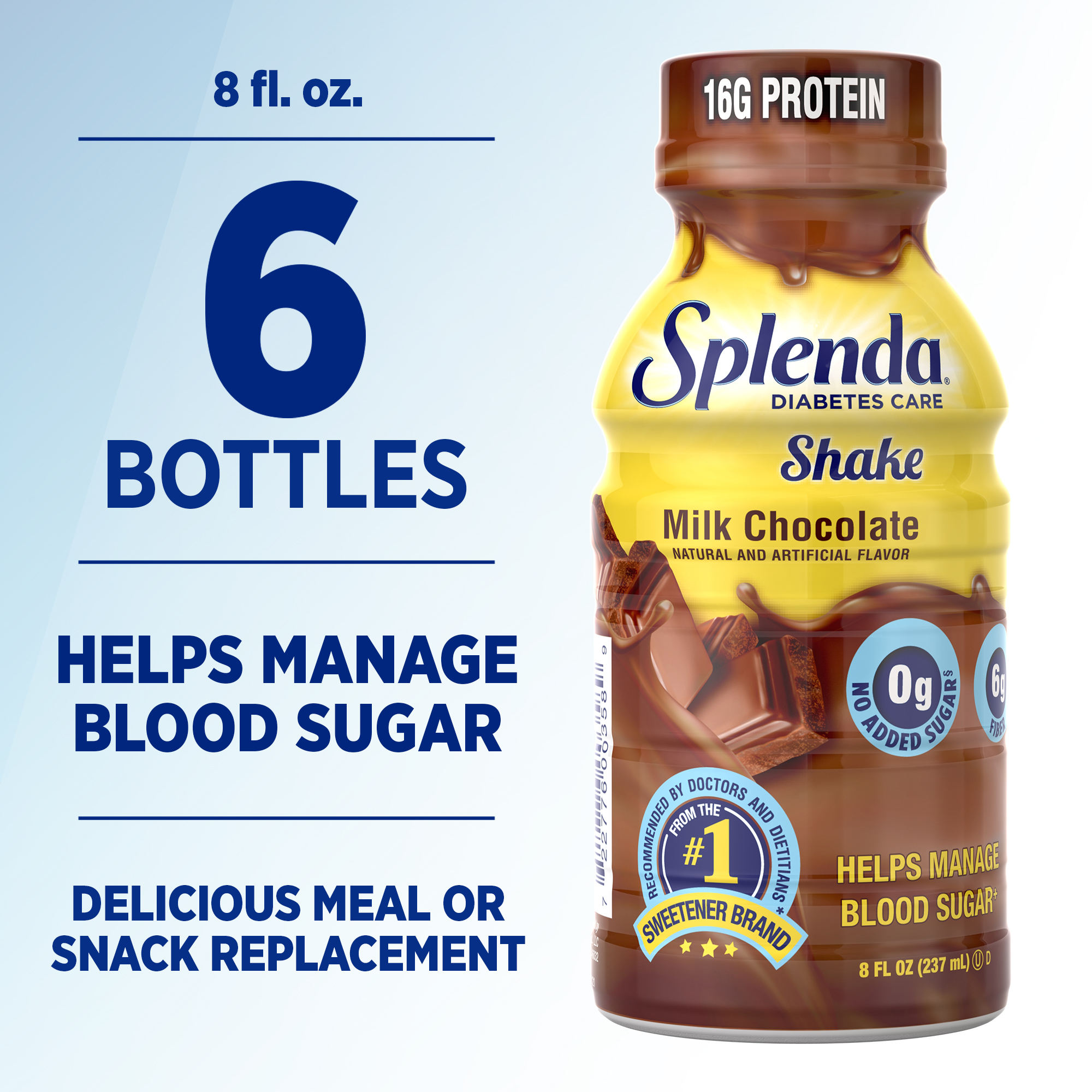 Splenda Diabetic Protein Shakes, to Help Manage Blood Sugar, 8oz, Milk Chocolate, 6ct thumbnail 4