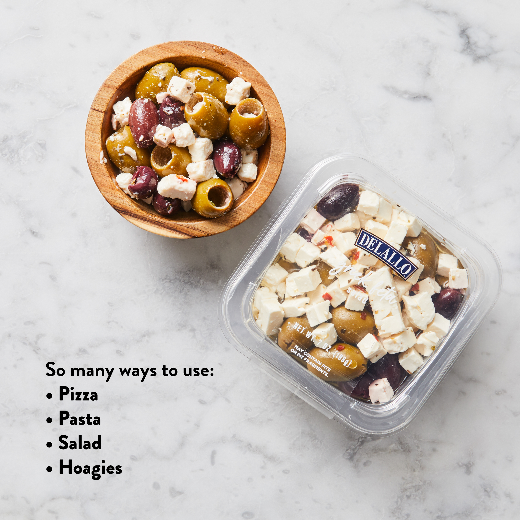 DeLallo Greek Feta Salad, Kalamata Olives & Cheese in Marinade, 7 oz Container, Refrigerated thumbnail 4