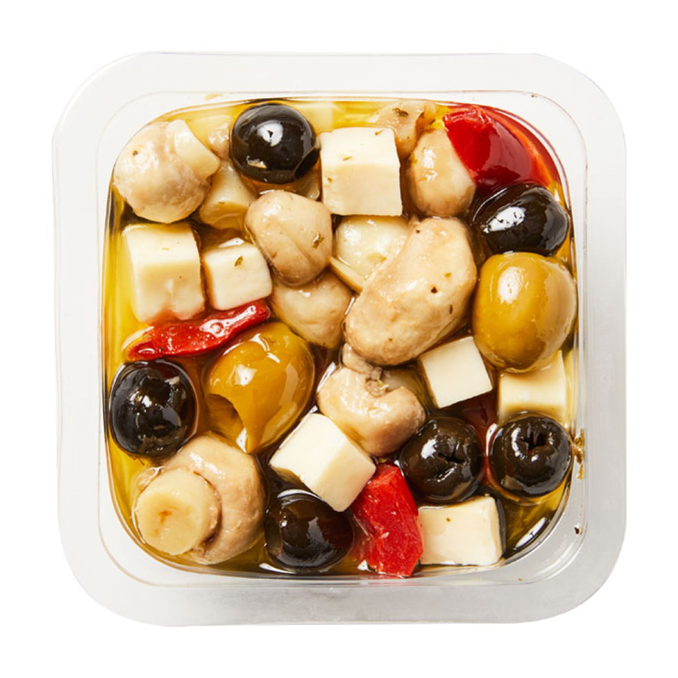 DeLallo Provolone Olive Salad, with Mushrooms, Chopped Peppers & Cheese in Marinade, 7 oz Container thumbnail 2