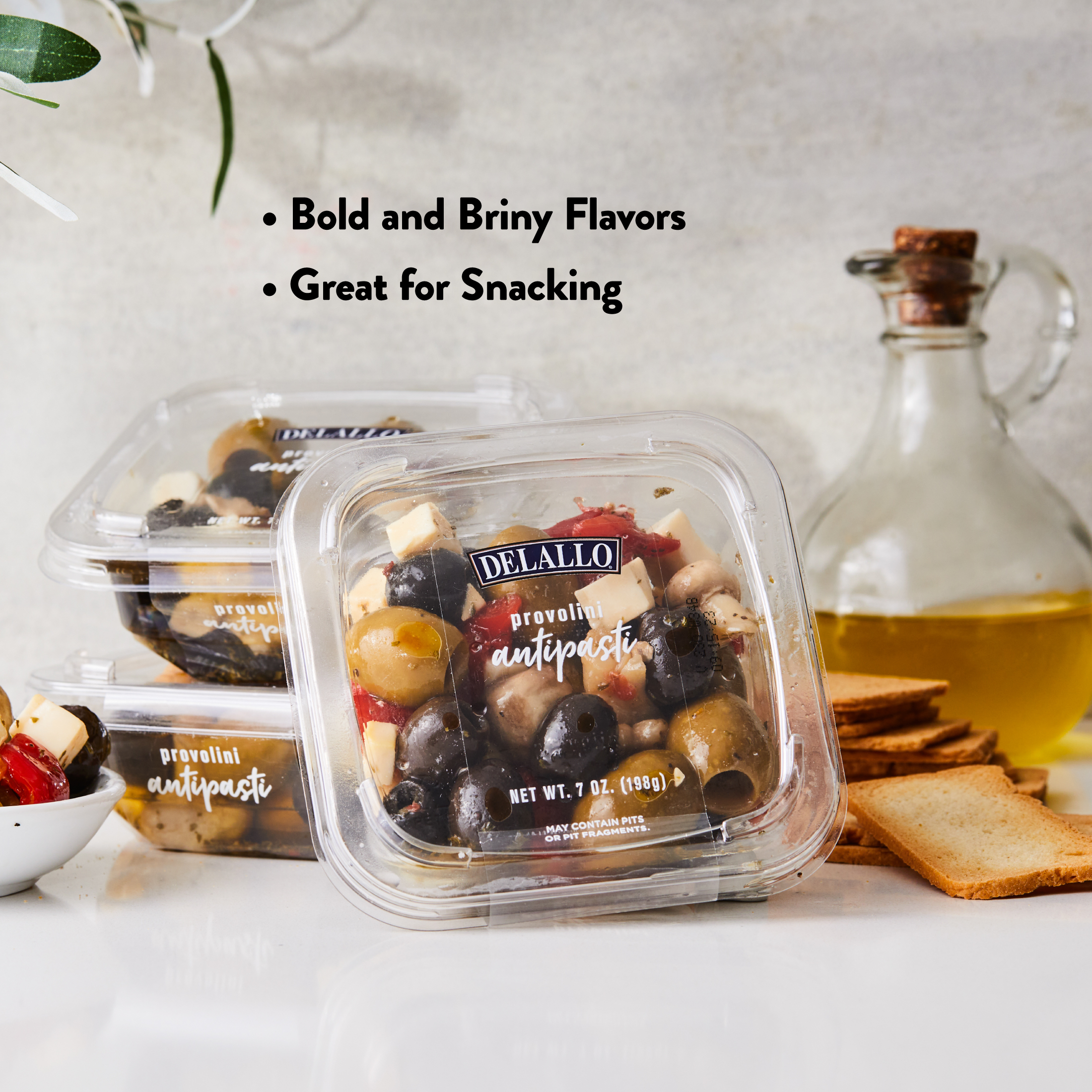 DeLallo Provolone Olive Salad, with Mushrooms, Chopped Peppers & Cheese in Marinade, 7 oz Container thumbnail 3