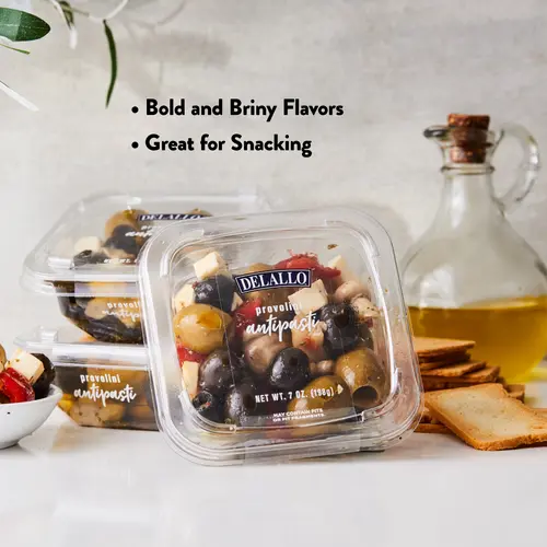 DeLallo Provolone Olive Salad, with Mushrooms, Chopped Peppers & Cheese in Marinade, 7 oz Container thumbnail 3