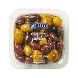 DeLallo Marinated Pitted Olives Jubilee, with Kalamata, Nicoise, Picholine, & Green Olives, 7 oz Container