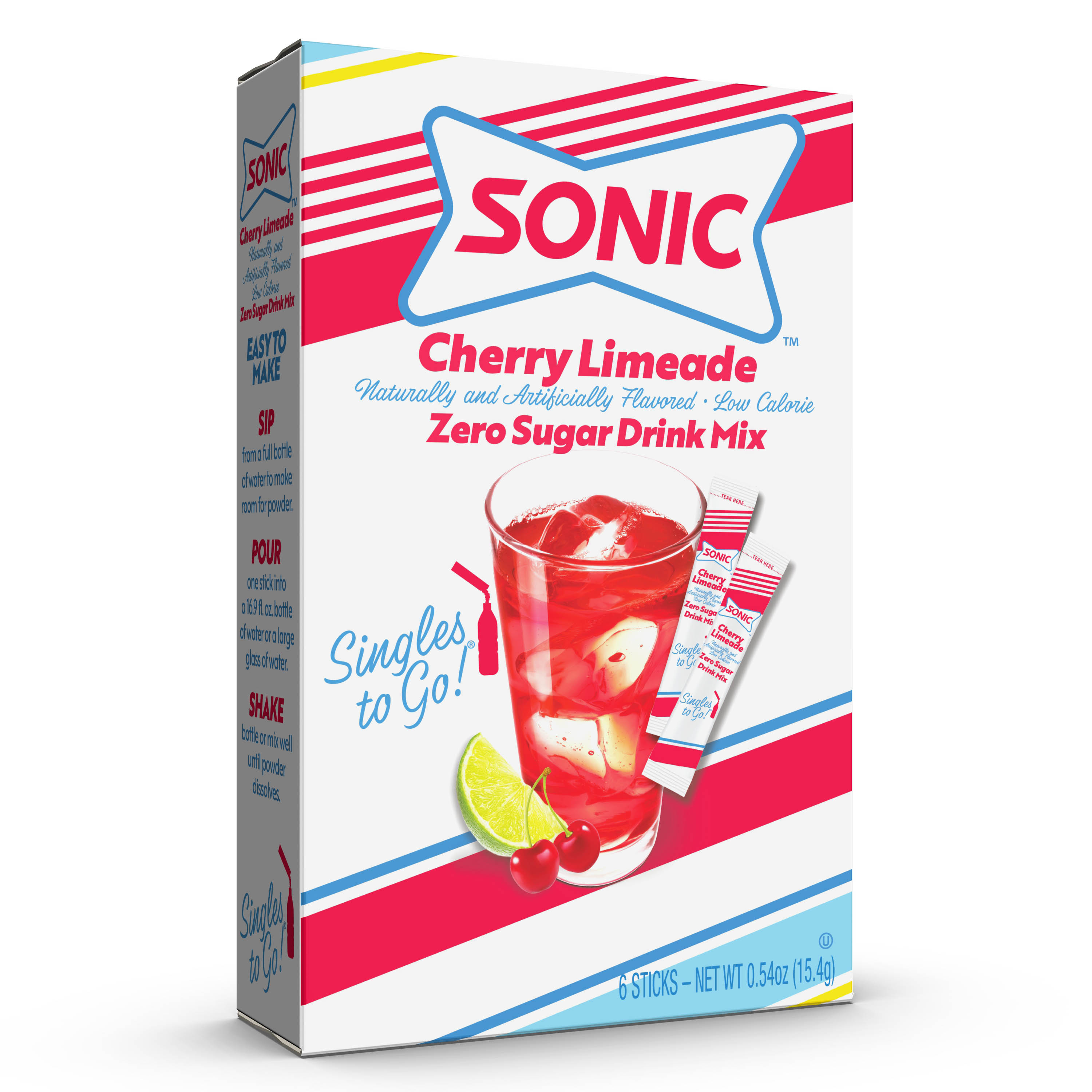 Sonic Zero Sugar Singles-to-Go Powdered Drink Mix, Cherry Limeade, 6 Count Packets thumbnail 2