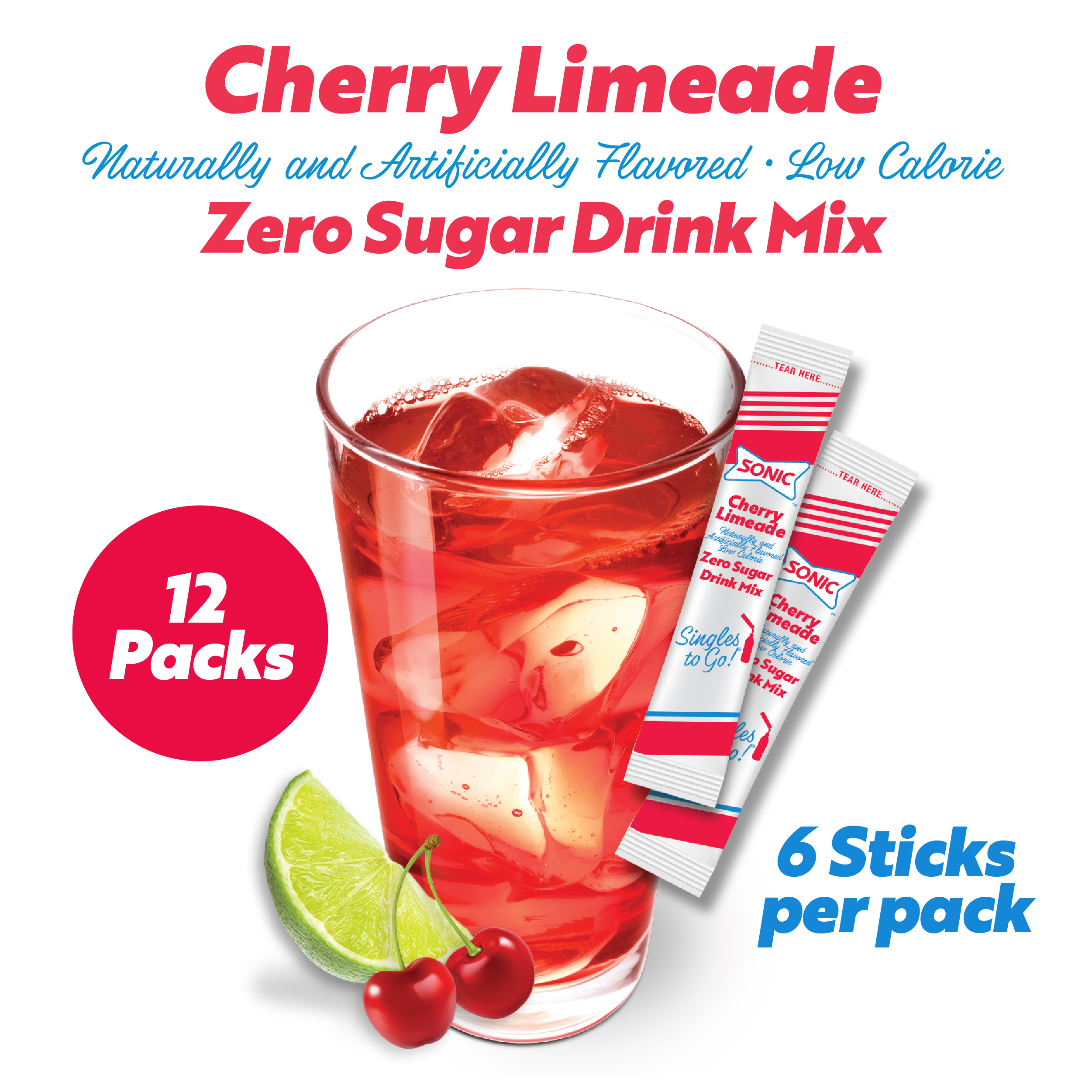 Sonic Zero Sugar Singles-to-Go Powdered Drink Mix, Cherry Limeade, 6 Count Packets thumbnail 4