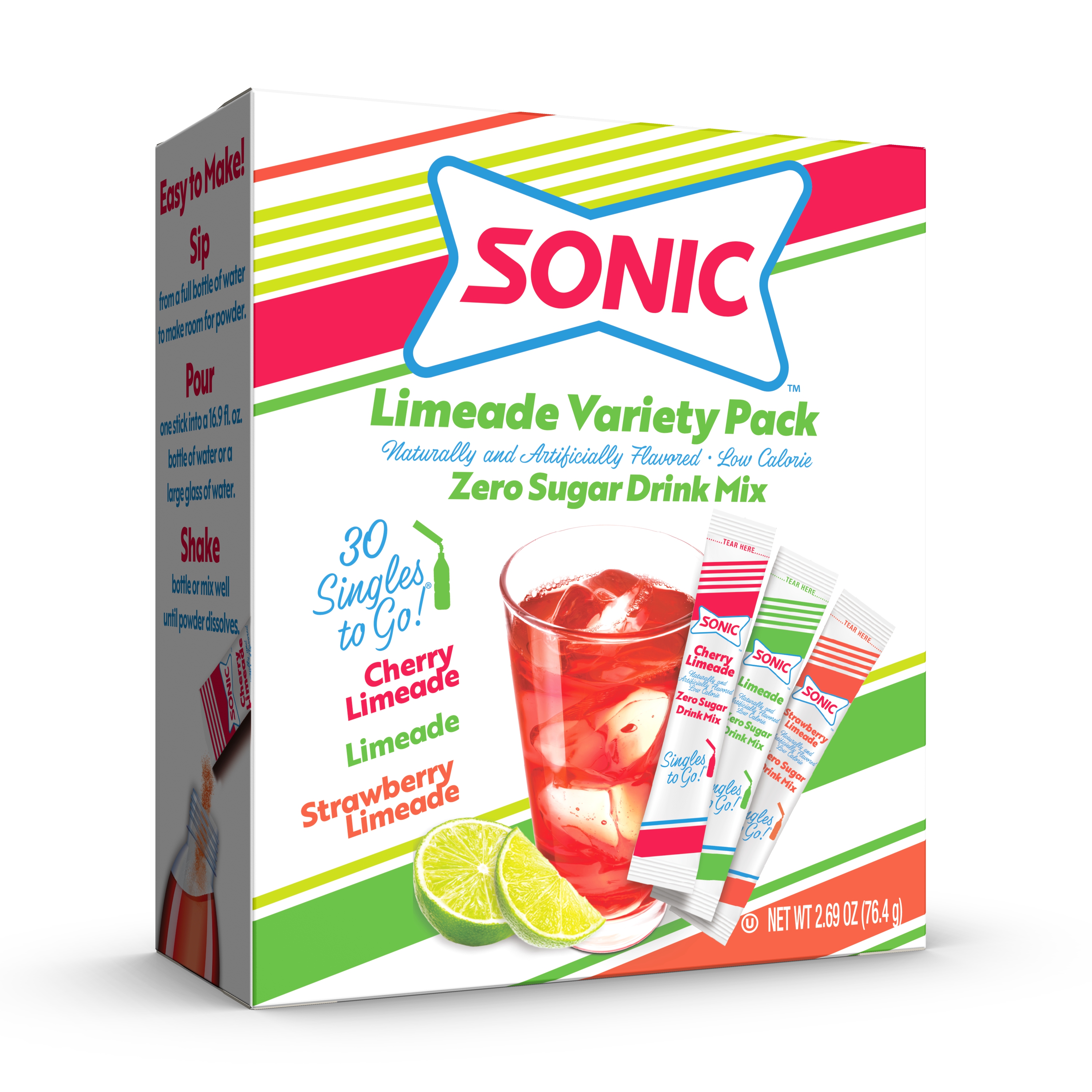 Sonic Limeade Variety Pack, Zero Sugar Drink Mix, 30ct
