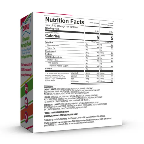 Sonic Limeade Variety Pack, Zero Sugar Drink Mix, 30ct thumbnail 3