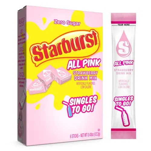Starburst Zero Sugar Singles-to-Go Powdered Drink Mix All Pink Strawberry 6 Count Packets