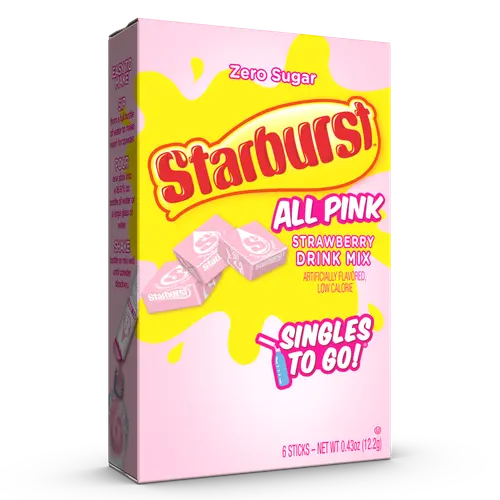 Starburst Zero Sugar Singles-to-Go Powdered Drink Mix All Pink Strawberry 6 Count Packets thumbnail 3