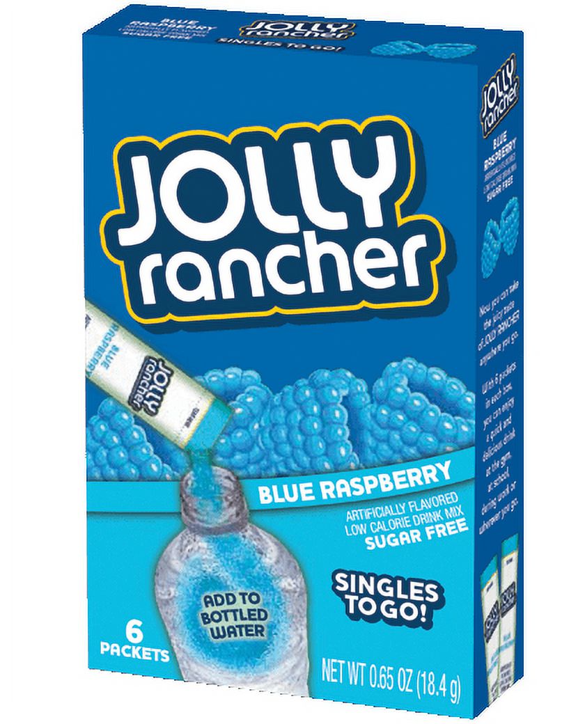 (6 Packets) Jolly Rancher Blue Raspberry Sugar Free, On-The-Go, Caffeine Free, Powdered Drink Mix