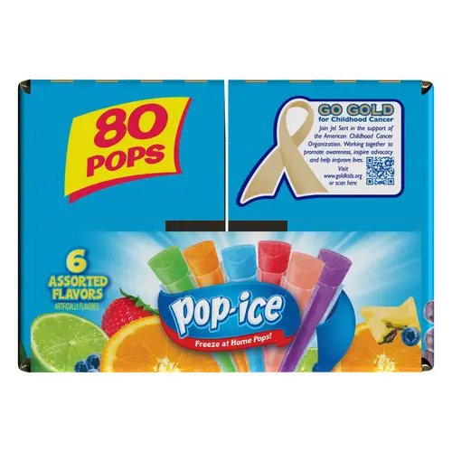Pop-Ice Assorted Fruit Freezer Ice Pops, Gluten-Free Snack, 1.5 oz, 80 Count thumbnail 2