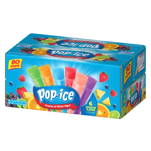 Pop-Ice Assorted Fruit Freezer Ice Pops, Gluten-Free Snack, 1.5 oz, 80 Count thumbnail 3