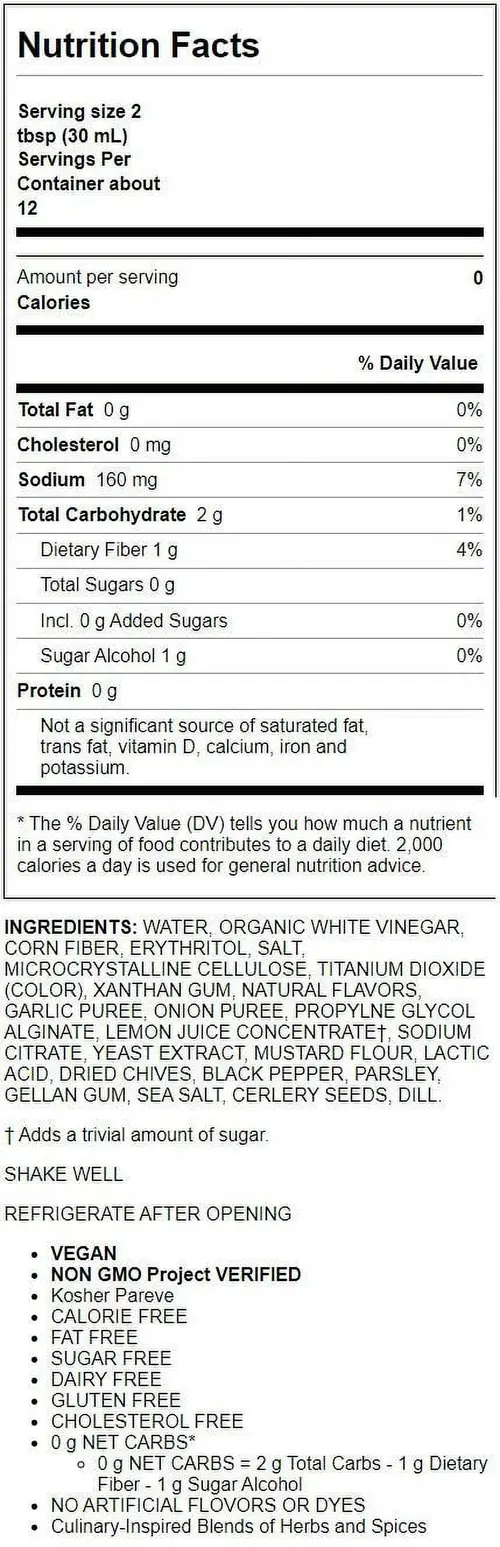 Walden Farms Ranch Dressing, 12oz. Bottle, Fresh-Delicious, Sugar Free 0g Net Carbs, Cool and Tangy thumbnail 2