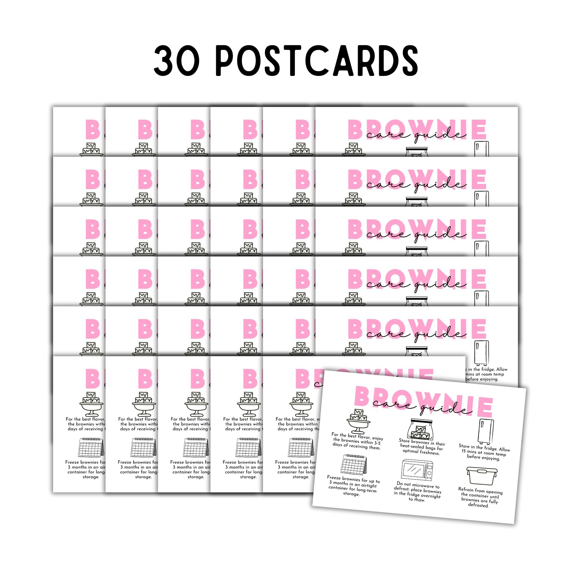 Brownie Chocolate Care Instruction Storage Cards  30 pk 4x6 Bakery Customer Sourdough Bread Blondie Baker Business Dessert Contr thumbnail 2