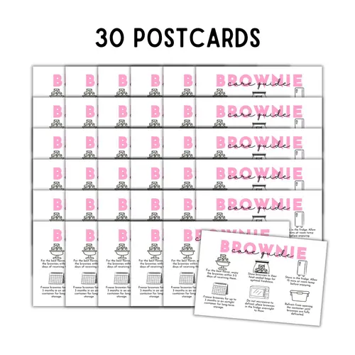 Brownie Chocolate Care Instruction Storage Cards  30 pk 4x6 Bakery Customer Sourdough Bread Blondie Baker Business Dessert Contr thumbnail 2
