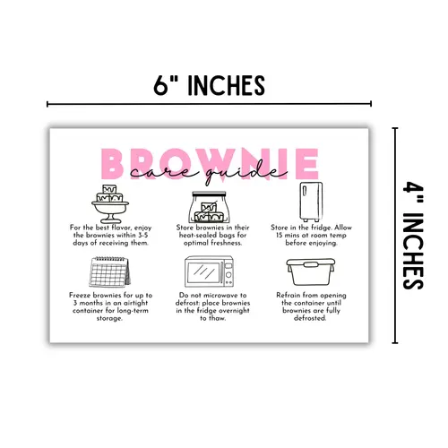 Brownie Chocolate Care Instruction Storage Cards  30 pk 4x6 Bakery Customer Sourdough Bread Blondie Baker Business Dessert Contr thumbnail 3