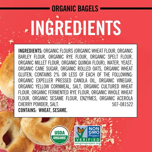 Dave's Killer Bread Plain Awesome Bagels, Organic Bagels, 15g Whole Grains per Bagel, 5 Count (1 Pack) thumbnail 2