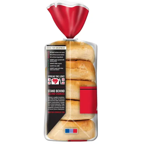 Dave's Killer Bread Plain Awesome Bagels, Organic Bagels, 15g Whole Grains per Bagel, 5 Count (1 Pack) thumbnail 3