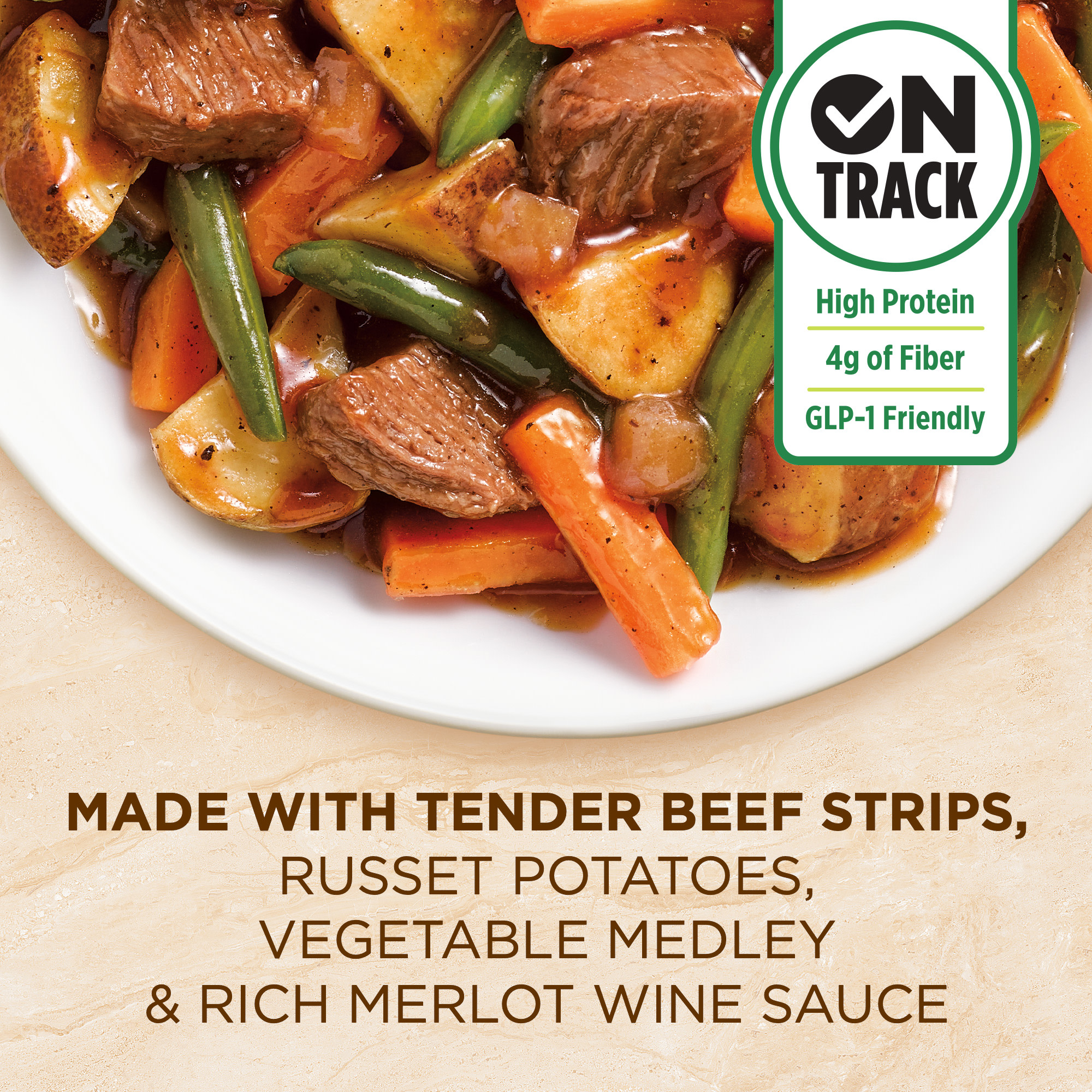 Healthy Choice Cafe Steamers Beef Merlot Bowl, Frozen Meal, 9.5 oz (Frozen) thumbnail 2