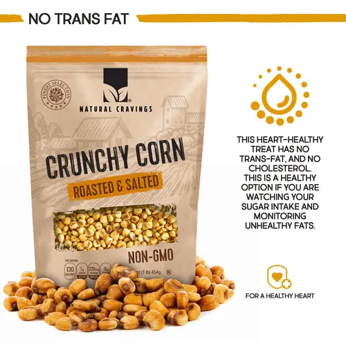 Natural Craving Salted and Roasted Crunchy Corn - Original Toasted Corn Kernels in Resealable Bag - Crunchy Snack - 16oz thumbnail 2