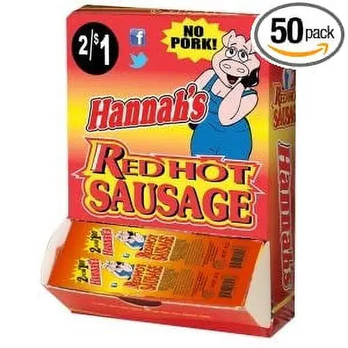 Hannah's Red Hot Sausage - 2/$1 - No Pork - 50 Unit Box