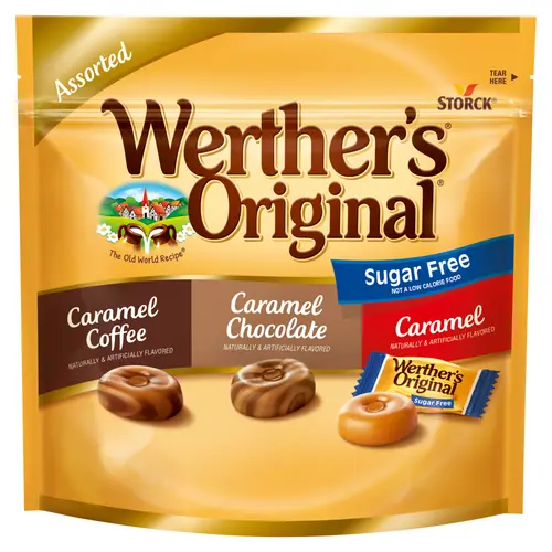Werthers Original Hard Sugar Free Assorted Flavors, Caramel Coffee, Caramel Chocalate, Caramel Candy 7.7 oz