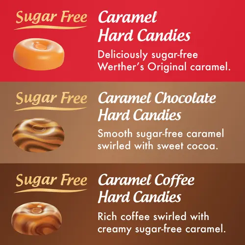 Werthers Original Hard Sugar Free Assorted Flavors, Caramel Coffee, Caramel Chocalate, Caramel Candy 7.7 oz thumbnail 4