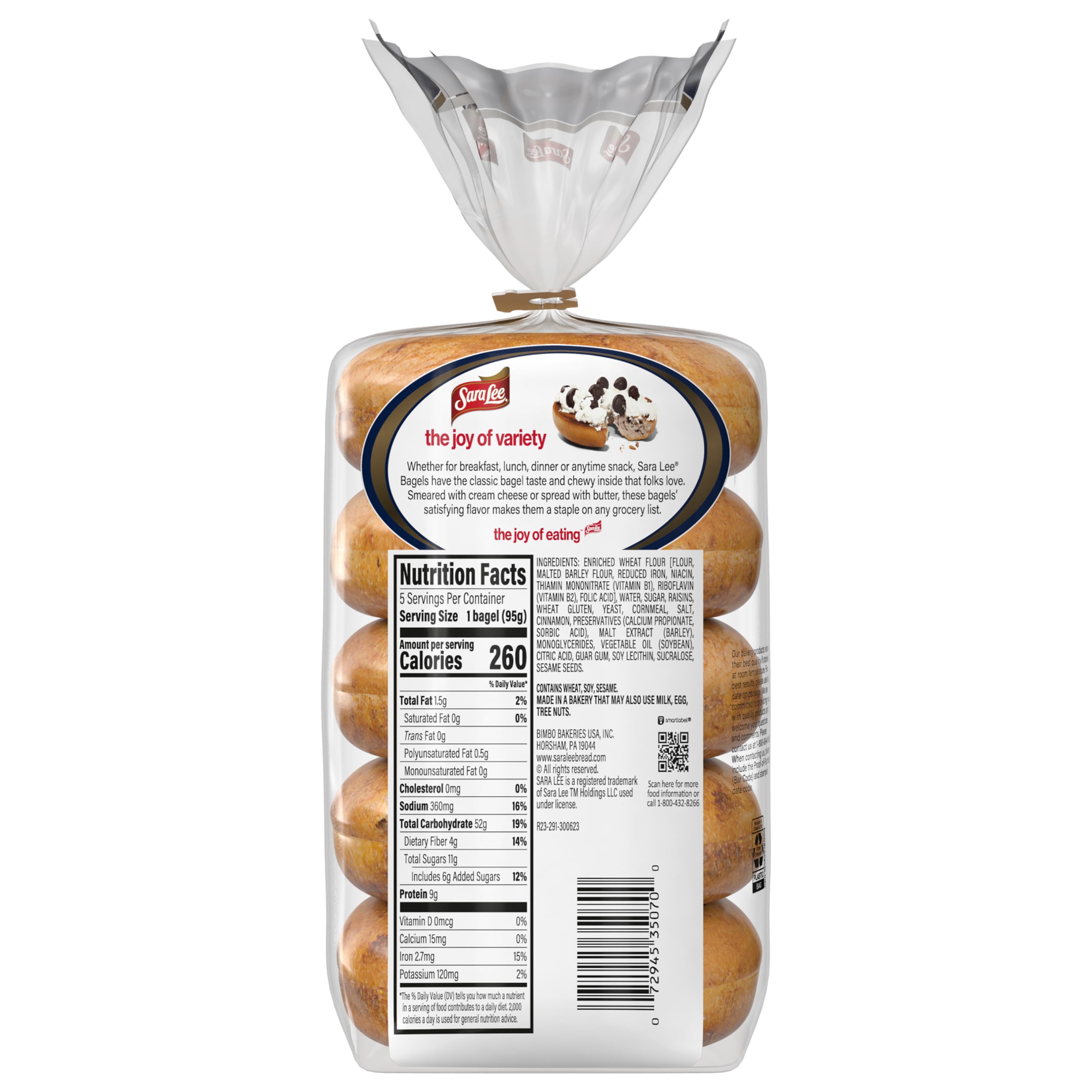 Sara Lee Cinnamon Raisin Bagel, 5 Count, 16.7 oz Bag thumbnail 4