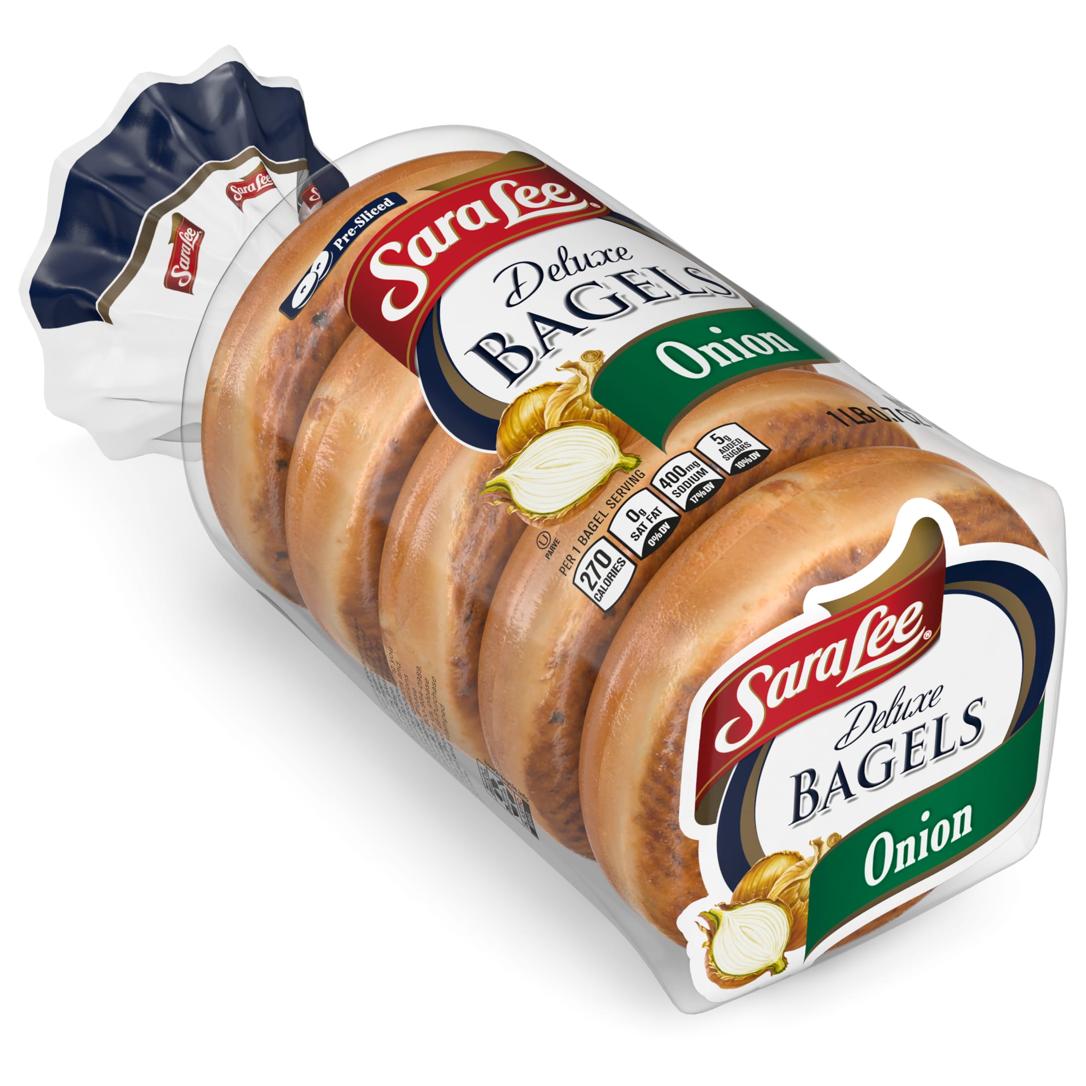 Sara Lee Onion Deluxe Bagels, 5 count, Bagels, 16.7 oz Bag thumbnail 2