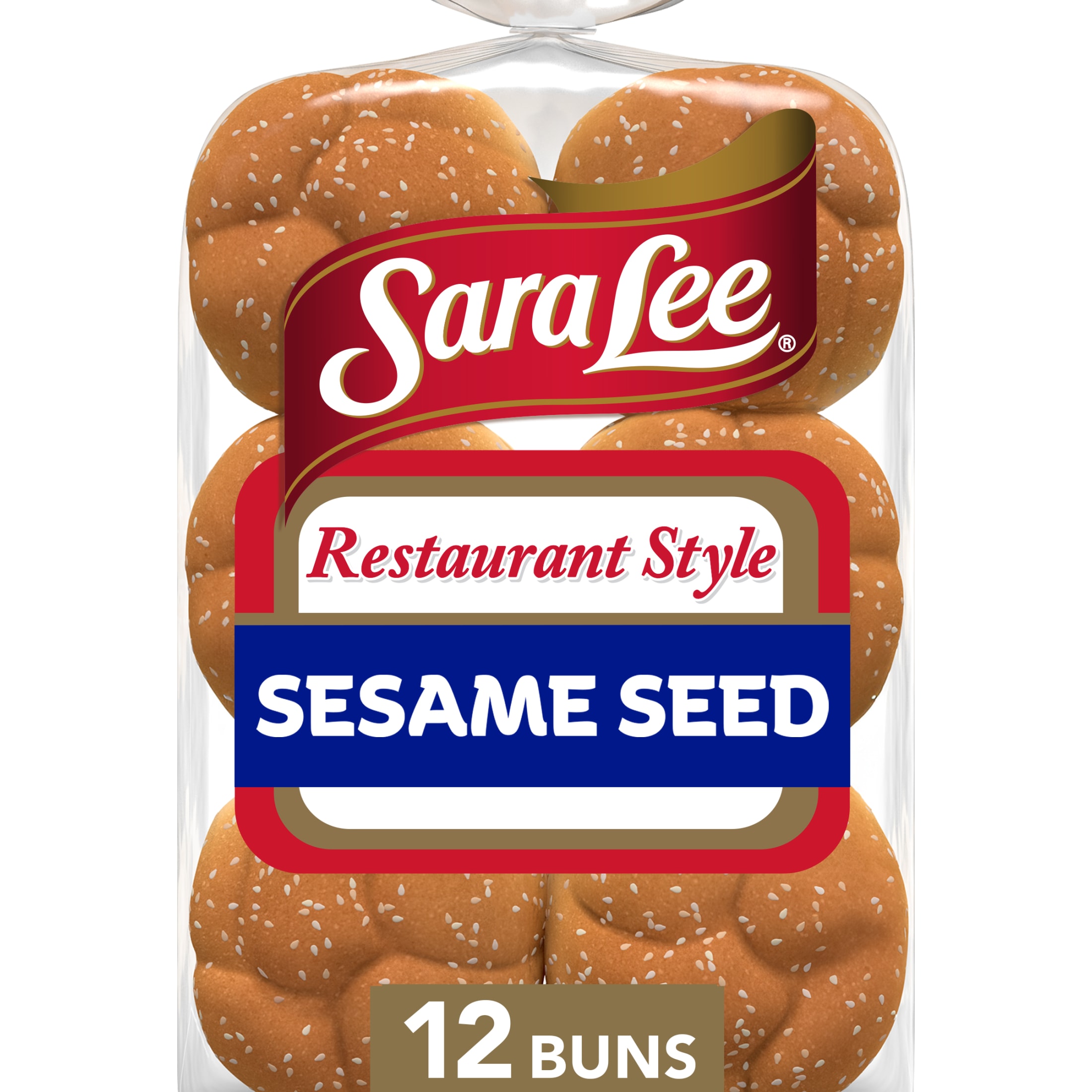 Sara Lee Restaurant Style Gourmet Sesame Seed Hamburger Buns, 12 count, White Hamburger Buns, 31.5 oz Bag