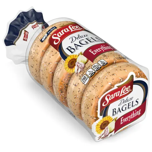 Sara Lee Deluxe Bagels, 5 count, Everything Bagels, 16.7 oz Bag thumbnail 2