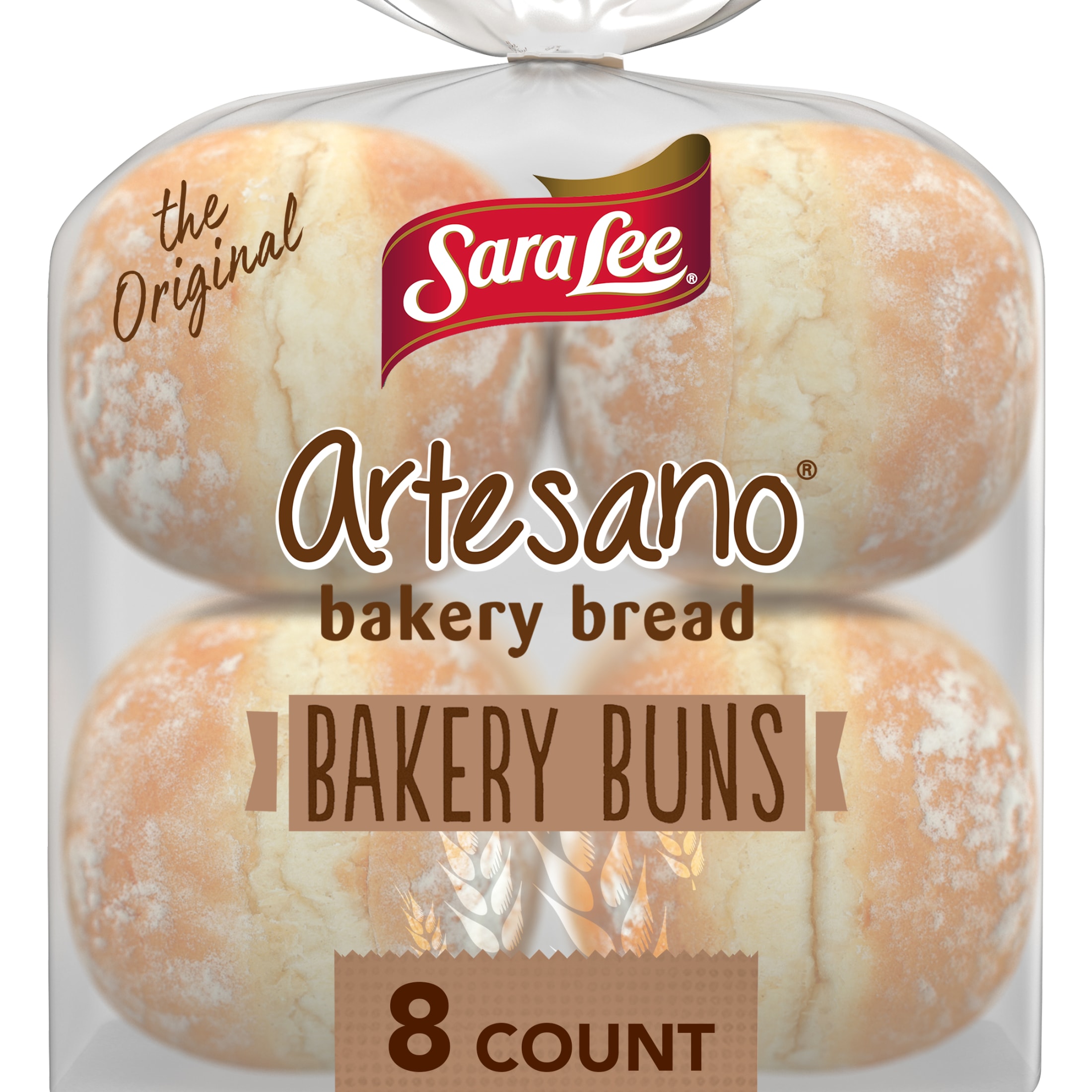 Sara Lee Artesano White Bakery Buns, 8 count, Hamburger Buns, 19 oz Bag
