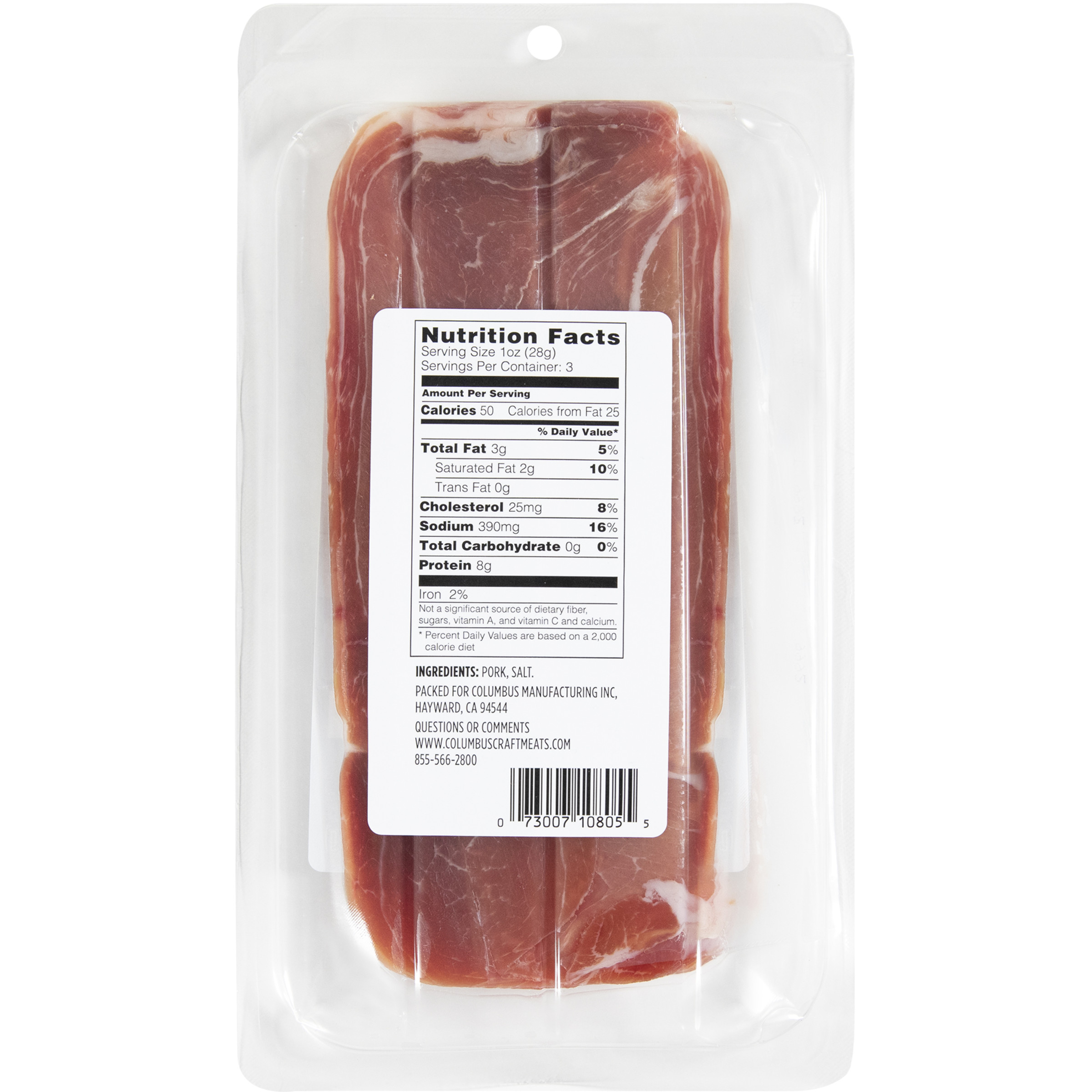 COLUMBUS Sliced Pork Prosciutto, Sliced Charcuterie Meat, Serving size 28 g, 3 oz Plastic Tray Package thumbnail 4