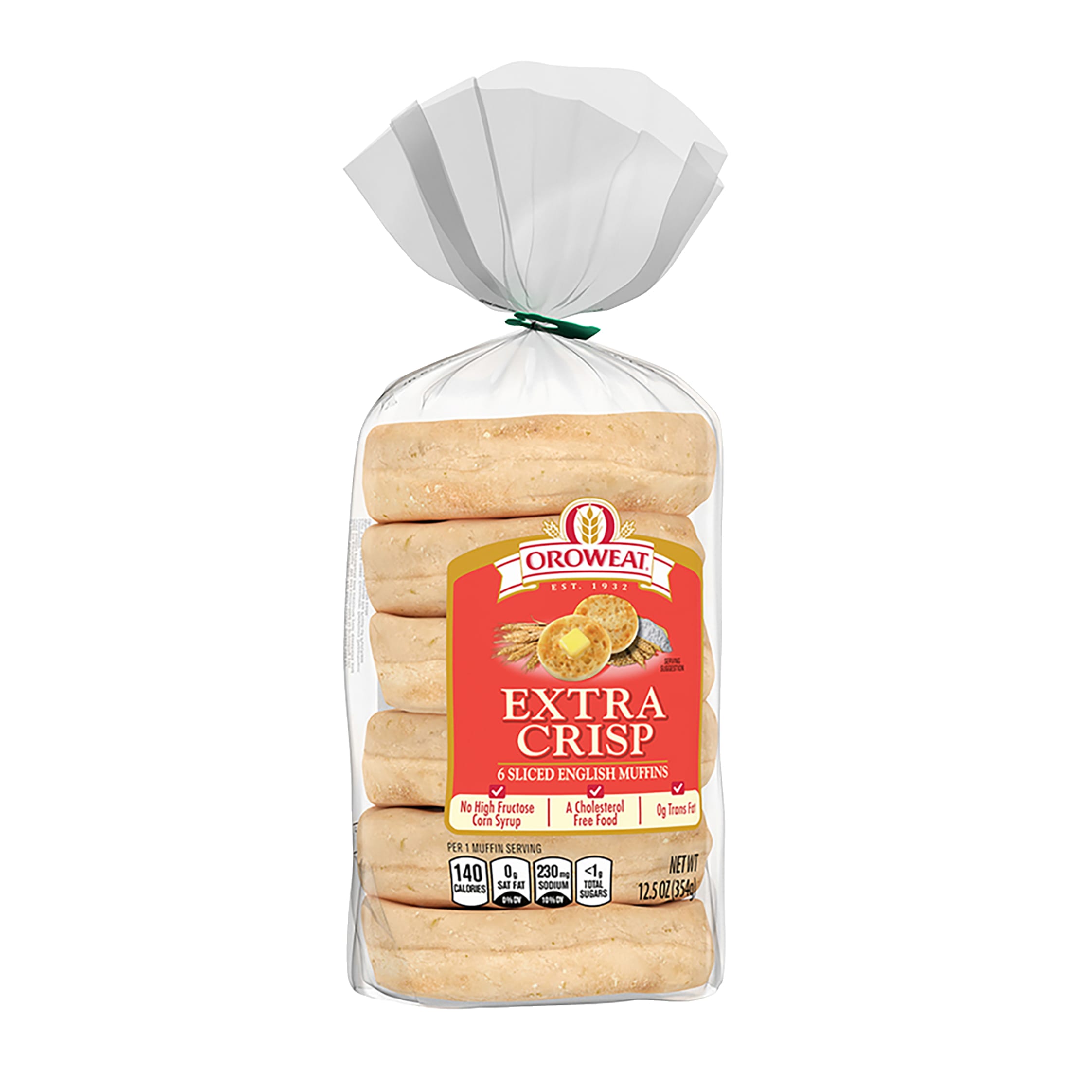 Oroweat Extra Crisp English Muffins, 6 count, Plain English Muffins, 12.5 oz Bag thumbnail 2