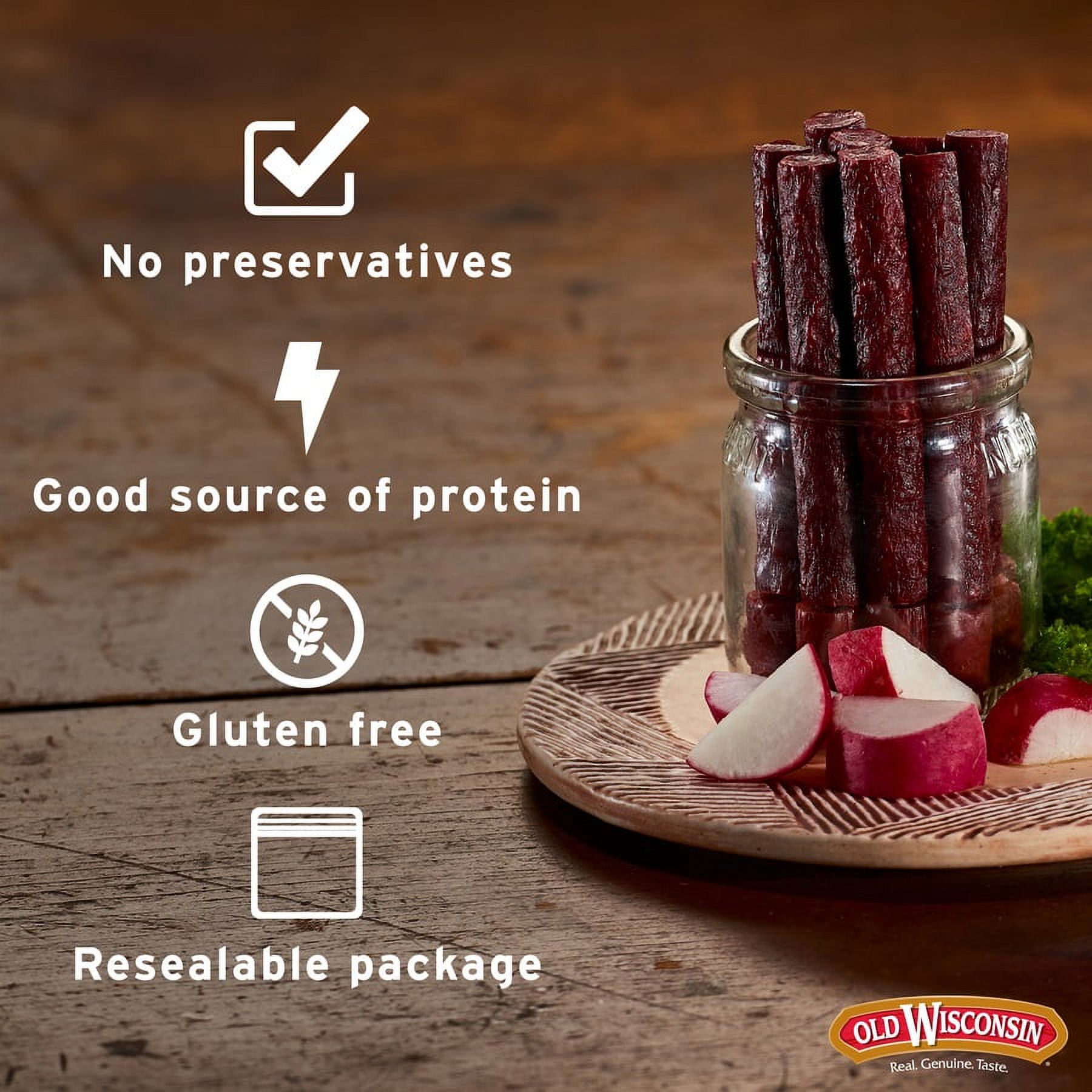 Old Wisconsin Gluten Free Turkey Sausage Snack Sticks, 28 oz Resealable Plastic Pouch thumbnail 4