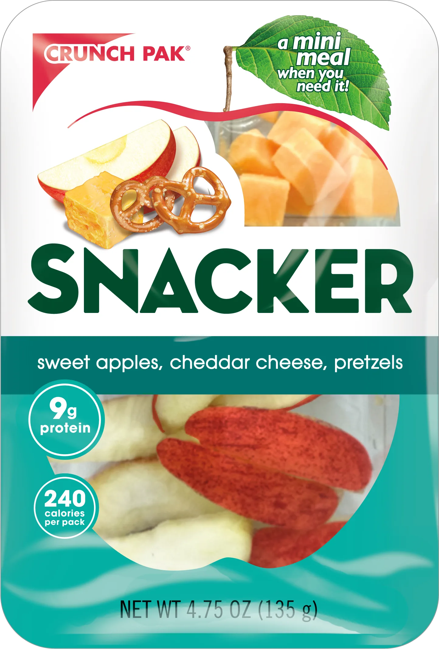 Crunch Pak Snack With Sliced Apples, Cheddar Cheese, and Pretzels