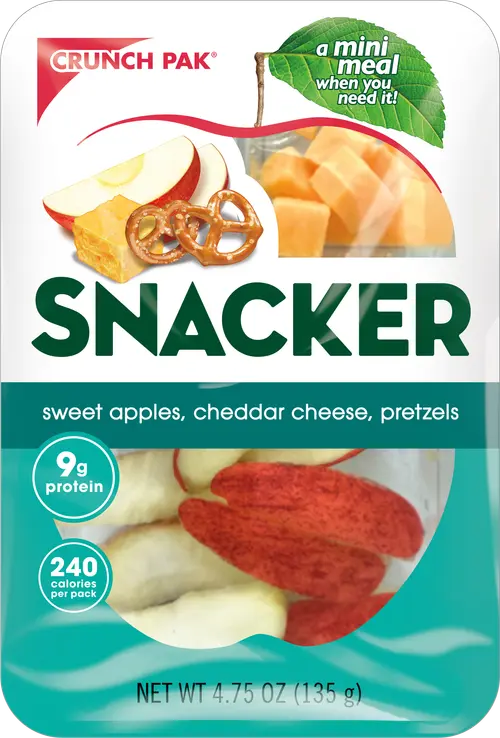 Crunch Pak Snack With Sliced Apples, Cheddar Cheese, and Pretzels