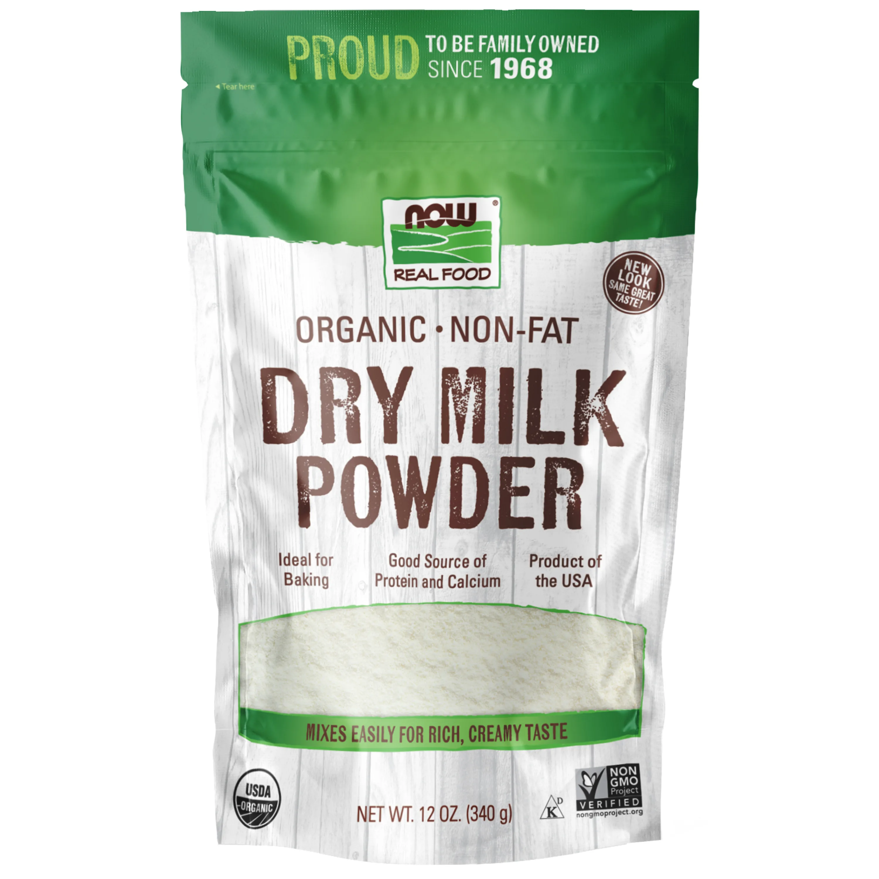 NOW Foods, Organic Non-Fat Dry Milk Powder with Protein and Calcium, 12-Ounce (Packaging May Vary)