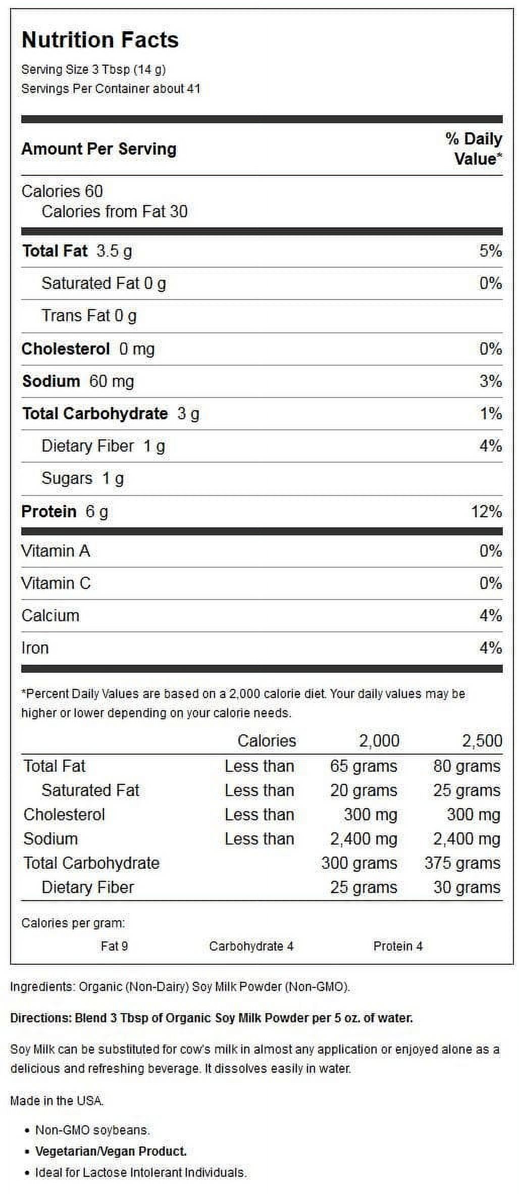 NOW Foods, Organic Soy Milk Powder, Instant Mix Dairy Alternative, 20-Ounce (Packaging May Vary) thumbnail 3