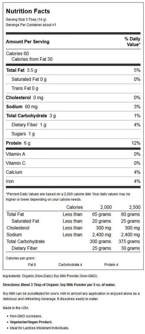 NOW Foods, Organic Soy Milk Powder, Instant Mix Dairy Alternative, 20-Ounce (Packaging May Vary) thumbnail 3