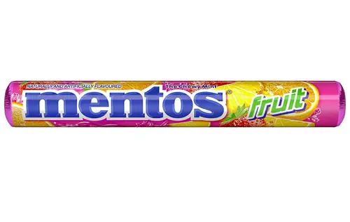 Mentos Chewy Mint Candy Roll, Assorted Fruit Flavor, Nut Free, 1.32 oz