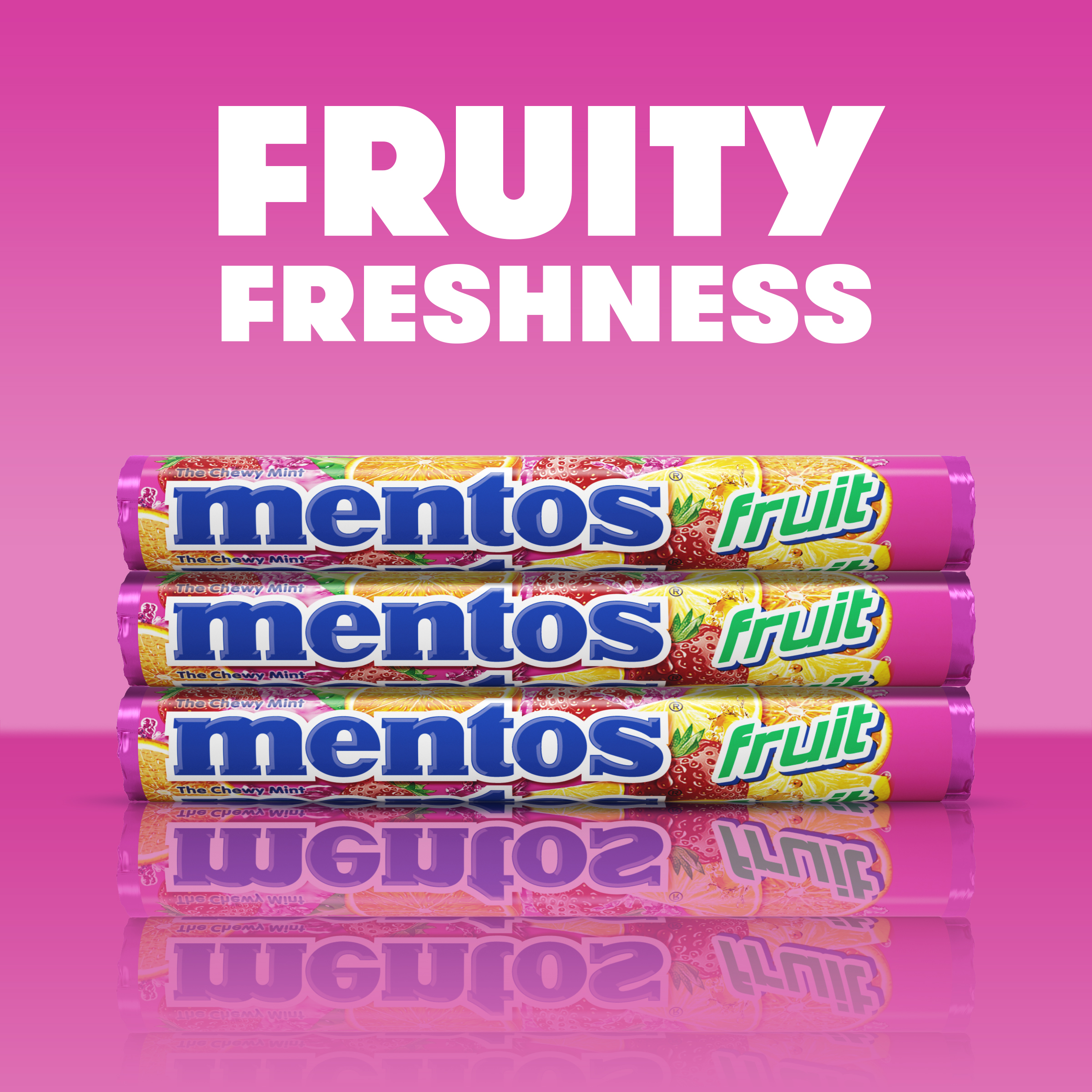 Mentos Chewy Mint Candy Roll, Assorted Fruit Flavor, Nut Free, 1.32 oz thumbnail 2