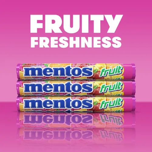 Mentos Chewy Mint Candy Roll, Assorted Fruit Flavor, Nut Free, 1.32 oz thumbnail 2