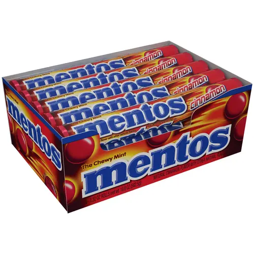 Mentos Candy, Mint Chewy Roll, Cinnamon, Regular Size, Nut Free, 1.32 oz (15 Pack) thumbnail 3