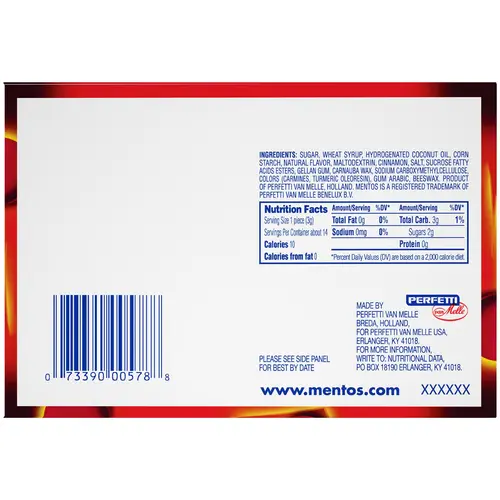 Mentos Candy, Mint Chewy Roll, Cinnamon, Regular Size, Nut Free, 1.32 oz (15 Pack) thumbnail 4