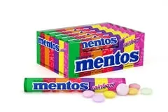 Mentos Chewy Mint Candy Roll, Rainbow, 1.32 oz Rolls (Bulk Box of 15)