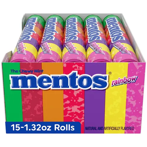 Mentos Chewy Mint Candy Roll, Rainbow, 1.32 oz Rolls (Bulk Box of 15) thumbnail 3