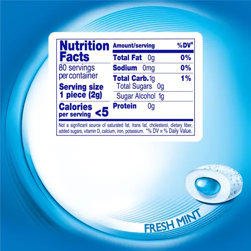 Mentos Pure Fresh Sugar-Free Gum, Paperboard Bottle, Fresh Mint, Peanut-Free, Regular Size, 80 Count thumbnail 3