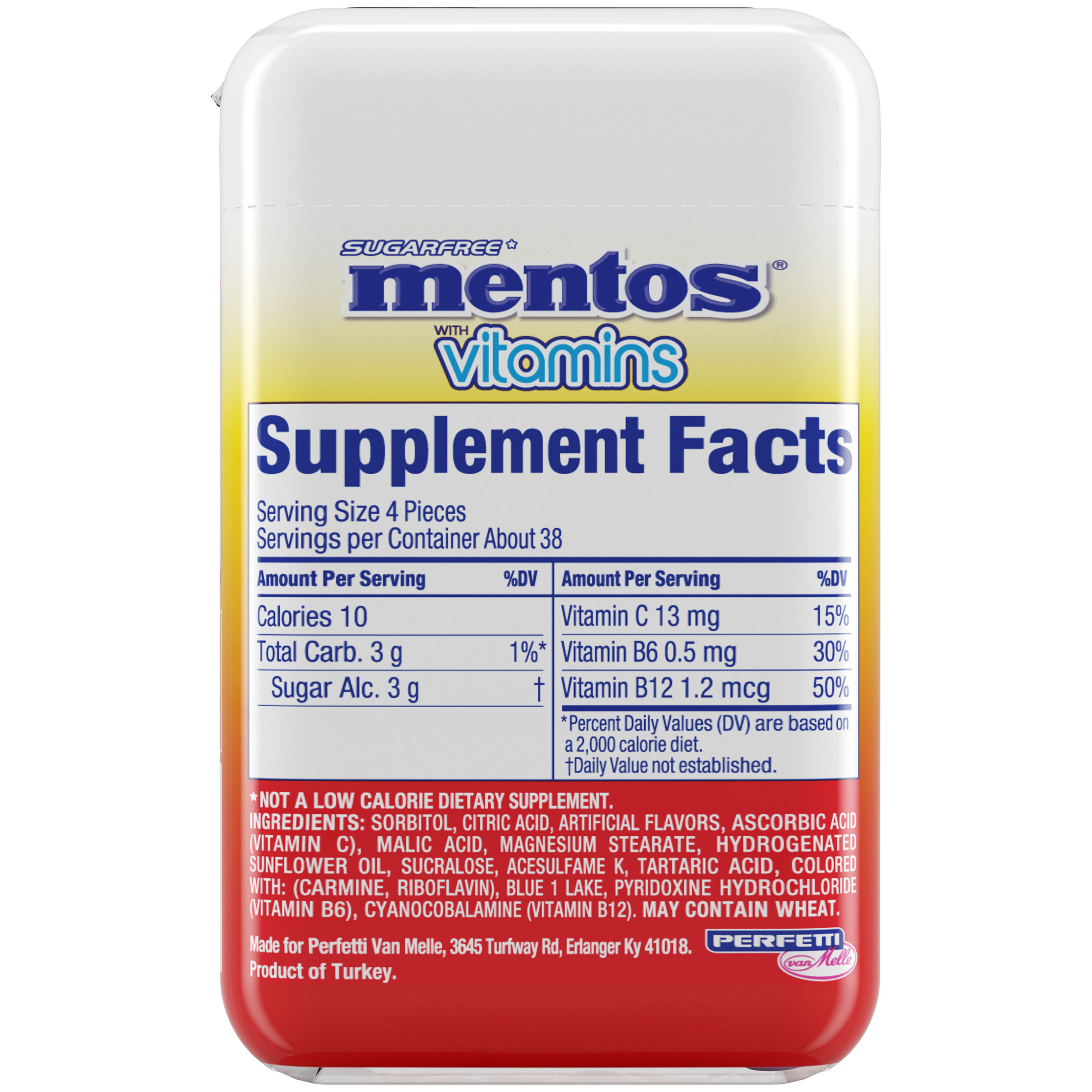 Mentos Hard Fruity Mints with Vitamins, Cool Fruit Mix, Peanut Free, 150pc Bottle thumbnail 3